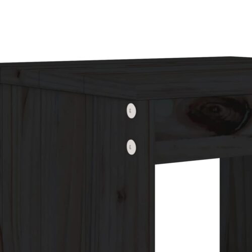3-Piece Garden Bistro Set Black Wood Timber Outdoor Patio Furniture Pine - Image 5