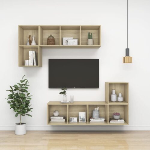 Wall-mounted TV Cabinet Sonoma Oak 37x37x142.5cm Engineered Wood - Image 7
