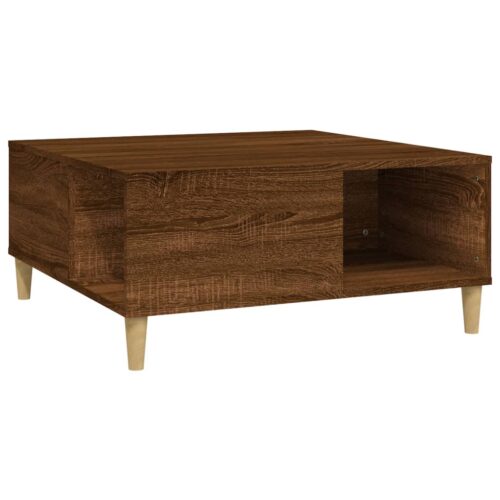 Coffee Table Brown Oak 80x80x36.5cm Engineered Wood - Image 2