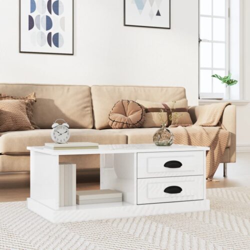 Coffee Table High Gloss White 90x50x35cm Engineered Wood