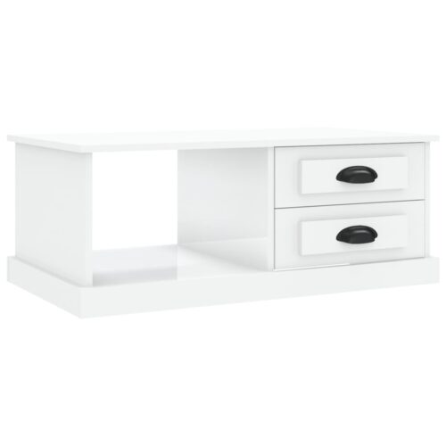 Coffee Table High Gloss White 90x50x35cm Engineered Wood - Image 2