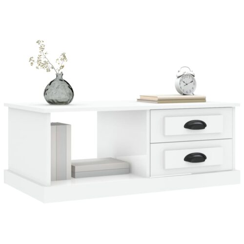 Coffee Table High Gloss White 90x50x35cm Engineered Wood - Image 4