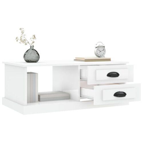 Coffee Table High Gloss White 90x50x35cm Engineered Wood - Image 5