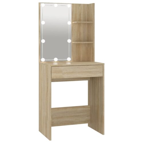 Dressing Table with LED Sonoma Oak 60x40x140cm - Image 2