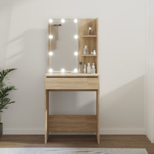 Dressing Table with LED Sonoma Oak 60x40x140cm - Image 12