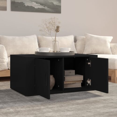 Coffee Table Black 80x50x36cm Engineered Wood - Image 3