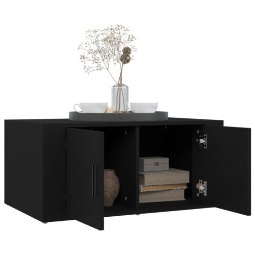Coffee Table Black 80x50x36cm Engineered Wood - Image 4