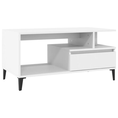 Coffee Table White 90x49x45cm Engineered Wood - Image 2