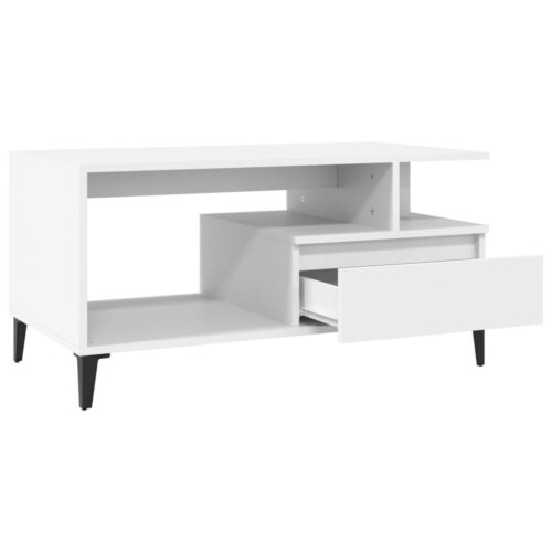 Coffee Table White 90x49x45cm Engineered Wood - Image 6