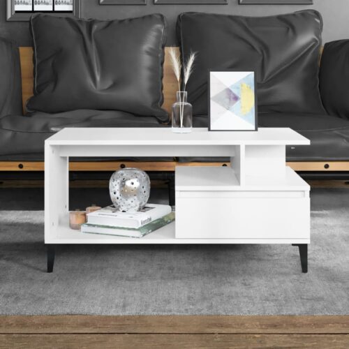 Coffee Table White 90x49x45cm Engineered Wood - Image 10