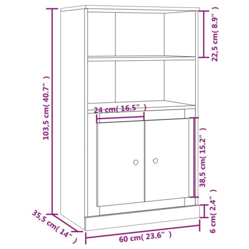 vidaXL Highboard Concrete Grey 60x35.5x103.5 cm Engineered Wood - Image 10