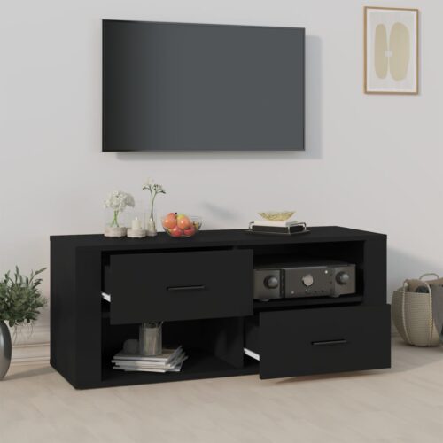 TV Cabinet Black 100x35x40cm Engineered Wood - Image 3