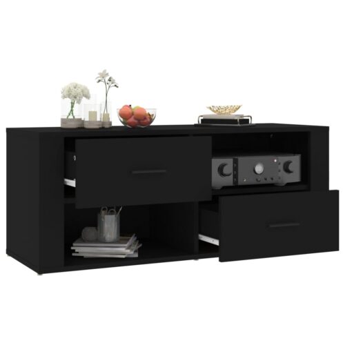 TV Cabinet Black 100x35x40cm Engineered Wood - Image 5