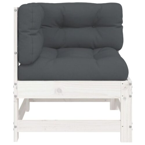 Corner Sofa with Cushions White Solid Wood Pine - Image 3