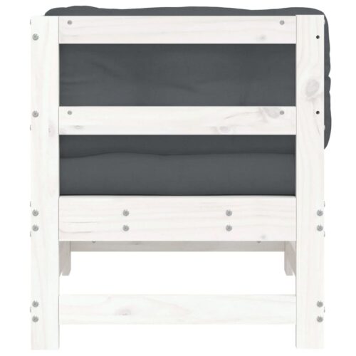 Corner Sofa with Cushions White Solid Wood Pine - Image 4