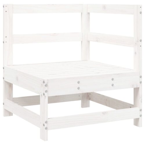 Corner Sofa with Cushions White Solid Wood Pine - Image 6