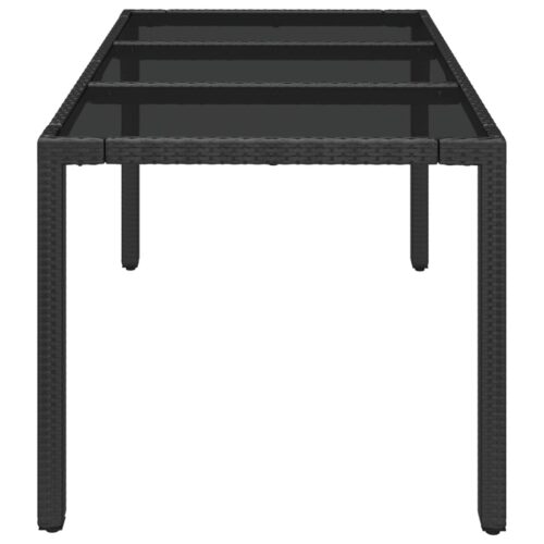 Glass Top Garden Table Black Wicker Rattan Outdoor Patio Lounge Dining 150 x 90 x 75 cm - Image 4