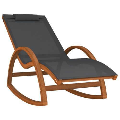 Rocking Chair Grey Textilene Solid Wood Poplar