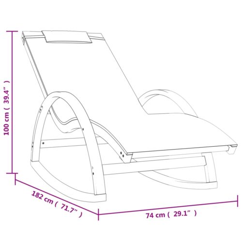 Rocking Chair Grey Textilene Solid Wood Poplar - Image 8