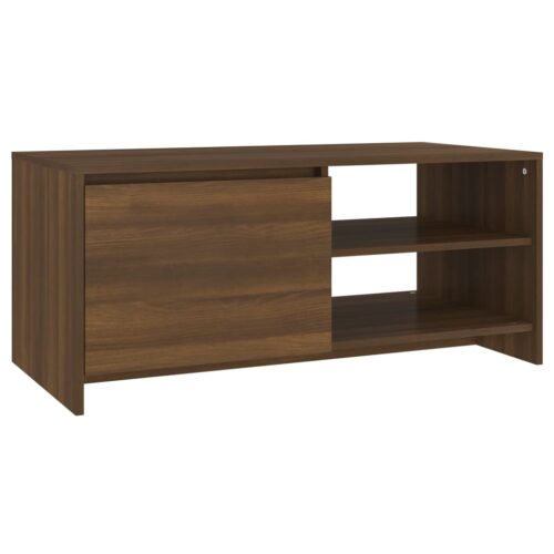 Coffee Table Brown Oak 102x50x45cm Engineered Wood - Image 2