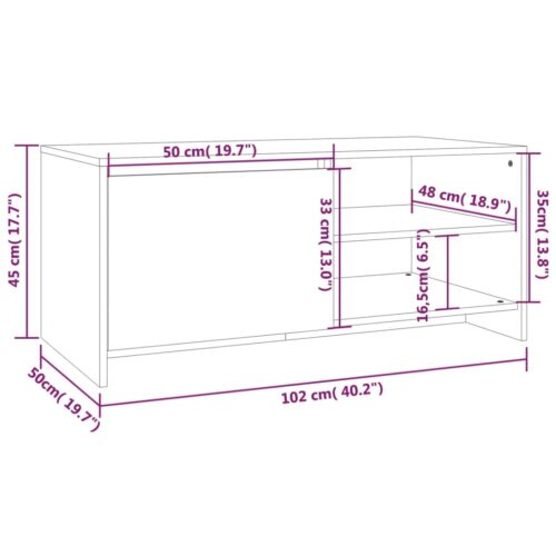 Coffee Table Brown Oak 102x50x45cm Engineered Wood - Image 9