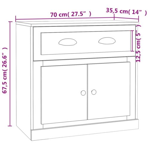 Sideboard White 70x35.5x67.5cm Engineered Wood - Image 10