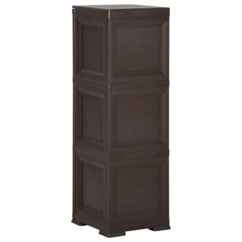 Plastic Cabinet 40x43x125cm Wood Design Brown - Image 4
