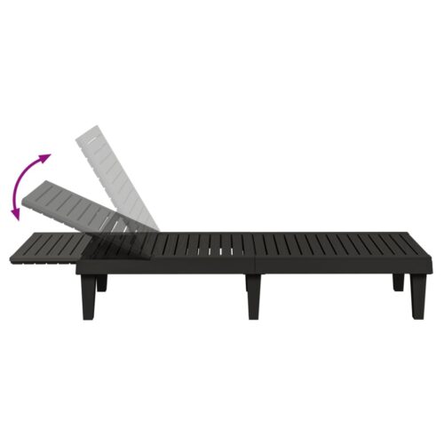 Sun Lounger Black 155x58x83cm Polypropylene - Image 6