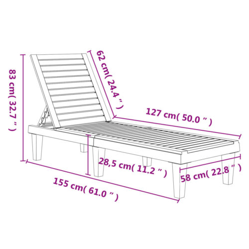 Sun Lounger Black 155x58x83cm Polypropylene - Image 9