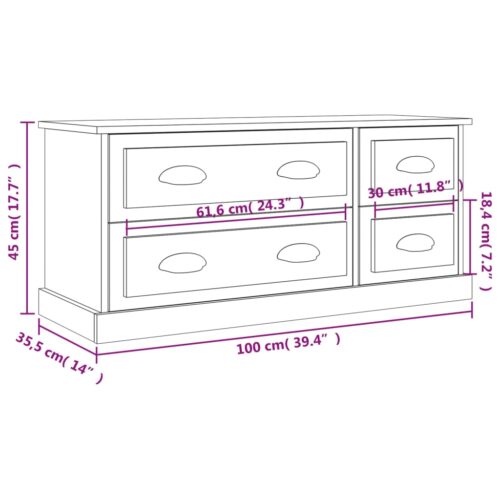 TV Cabinet Black 100x35.5x45cm Engineered Wood - Image 10