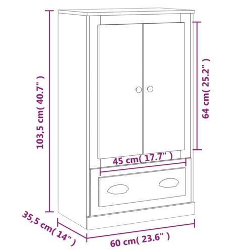 Highboard Black 60x35.5x103.5cm Engineered Wood - Image 10