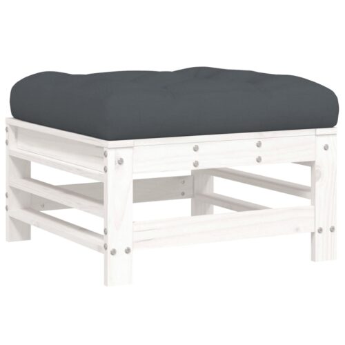 2pcs Outdoor Footstool Garden Patio Bench Ottoman Chair Seat White Pine Wood - Image 3