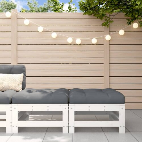 2pcs Outdoor Footstool Garden Patio Bench Ottoman Chair Seat White Pine Wood - Image 11