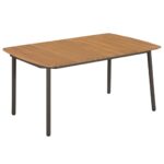 Garden Table 150x90x72cm Solid Acacia Wood Steel