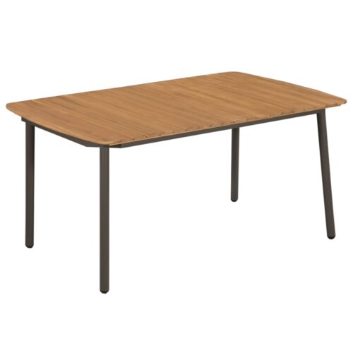 Garden Table 150x90x72cm Solid Acacia Wood Steel - Image 5