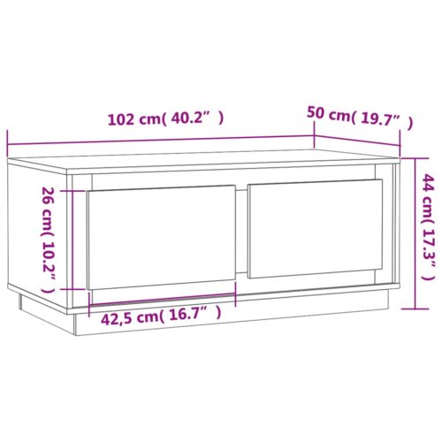 Coffee Table Black 102x50x44cm Engineered Wood - Image 3