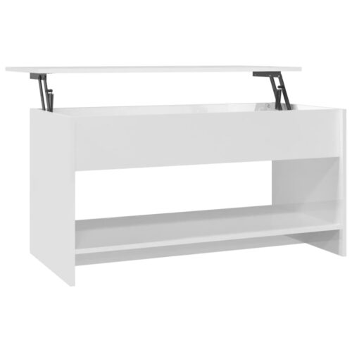 Coffee Table High Gloss White 102x50x52.5cm Engineered Wood