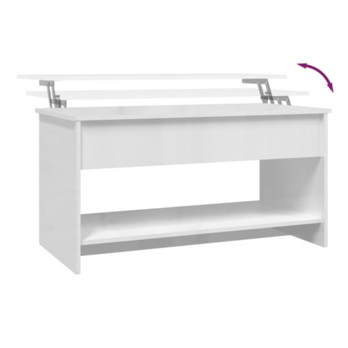 Coffee Table High Gloss White 102x50x52.5cm Engineered Wood - Image 7