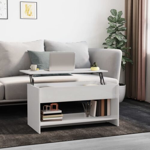 Coffee Table High Gloss White 102x50x52.5cm Engineered Wood - Image 9