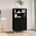 Highboard Black 60x36x110cm Engineered Wood