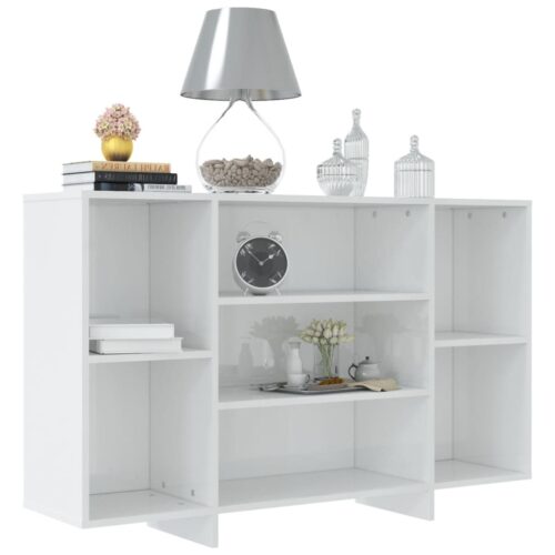 High Gloss Sideboard Buffet Cabinet Storage Wooden Rack Display Book Shelf White - Image 3
