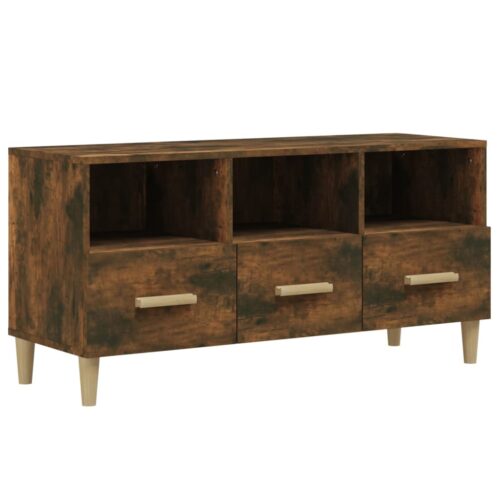 TV Cabinet Smoked Oak 102x36x50cm Engineered Wood - Image 2