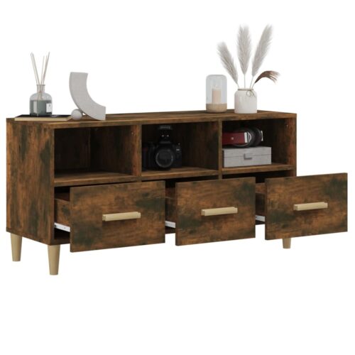 TV Cabinet Smoked Oak 102x36x50cm Engineered Wood - Image 5