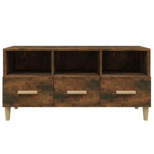 TV Cabinet Smoked Oak 102x36x50cm Engineered Wood - Image 6
