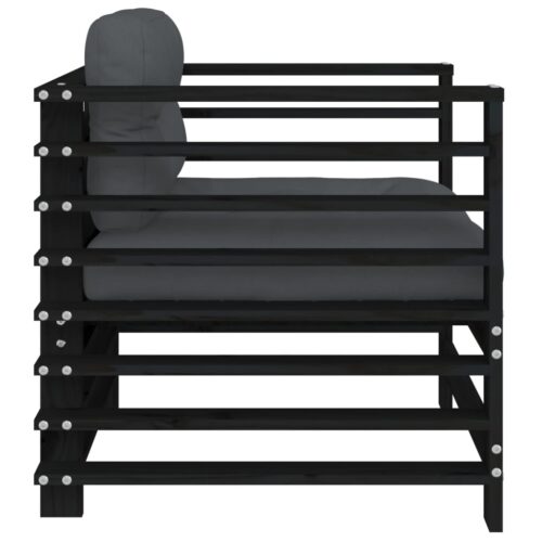 Garden Chairs with Cushions 2pcs Black Solid Wood Pine - Image 5