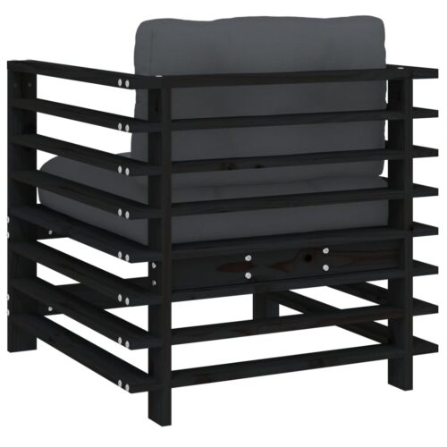 Garden Chairs with Cushions 2pcs Black Solid Wood Pine - Image 6