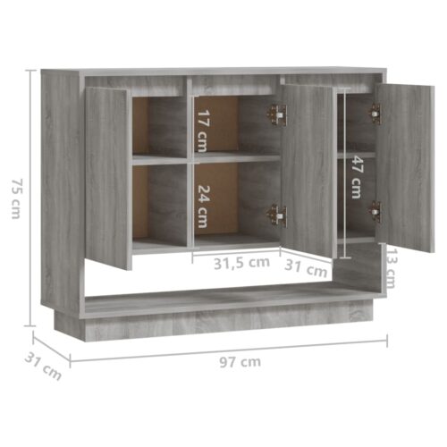 Sideboard Grey Sonoma 97x31x75cm Engineered Wood - Image 8