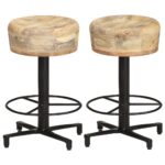 Bar Stools 2pcs 52cm Solid Mango Wood