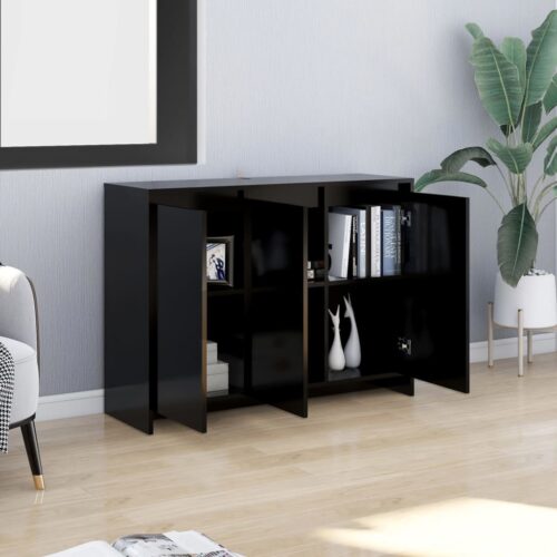 Sideboard Black 102x33x75cm Engineered Wood - Image 3