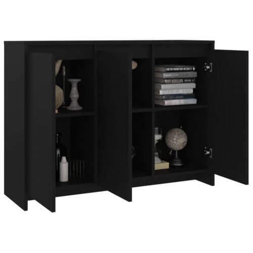 Sideboard Black 102x33x75cm Engineered Wood - Image 4